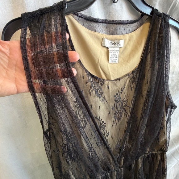 Pinky Black Lace Romantic Gothic Dark‎ Coquette Dress Women's Size L - Picture 3 of 10